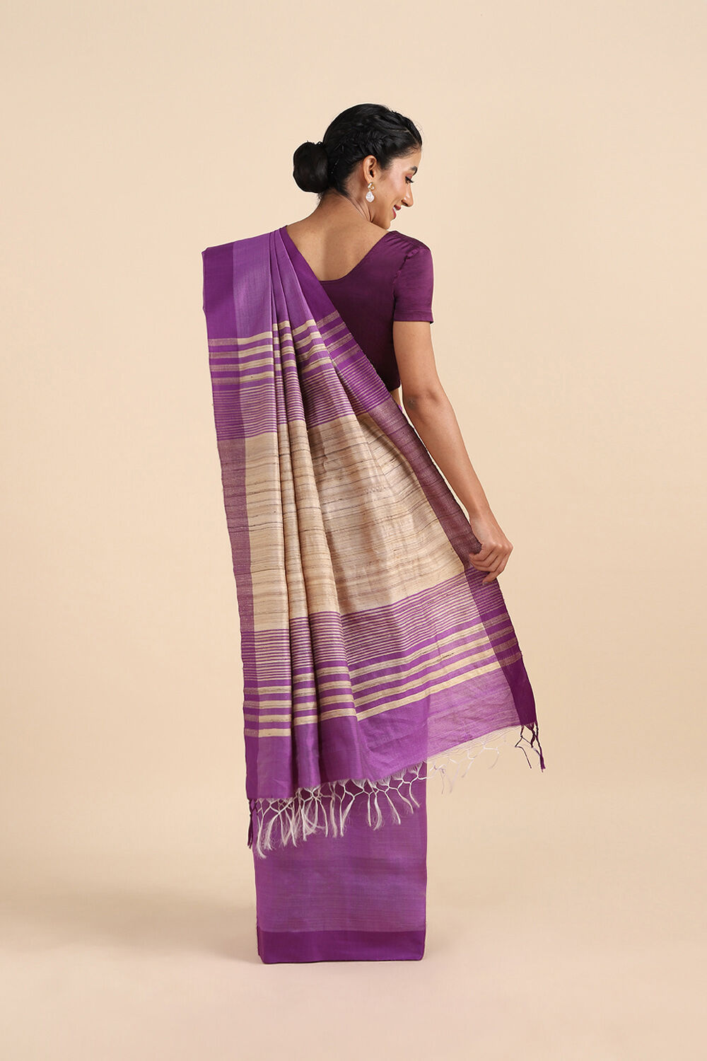 Purple Pure Silk Viscose Bhagalpuri Saree image number null