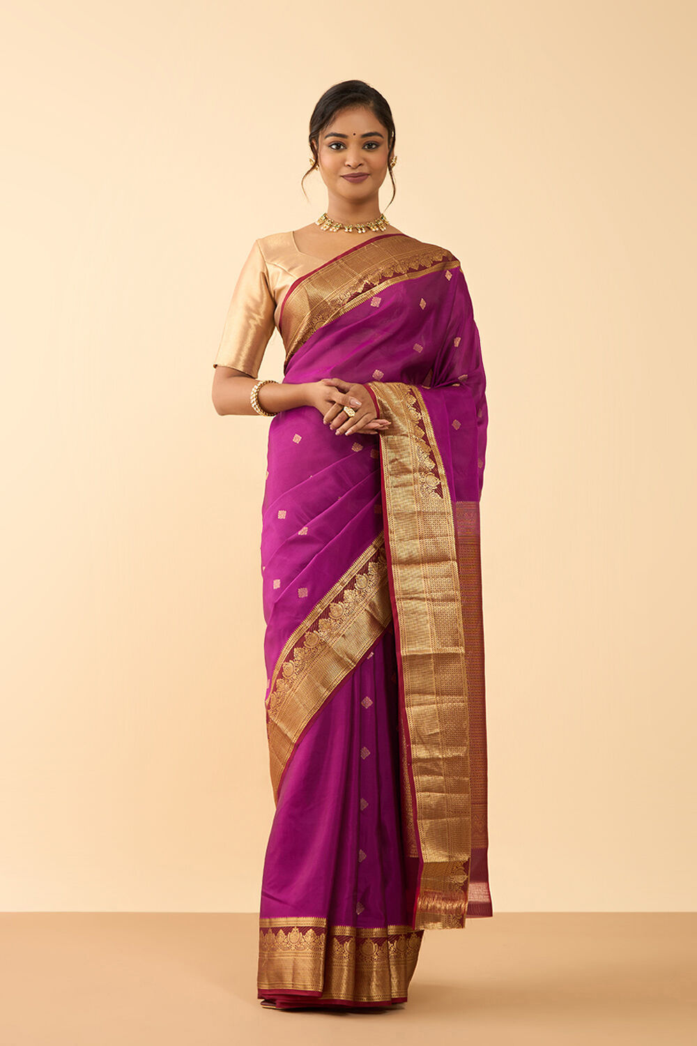 Pink Woven Silk Viscose Saree image number null