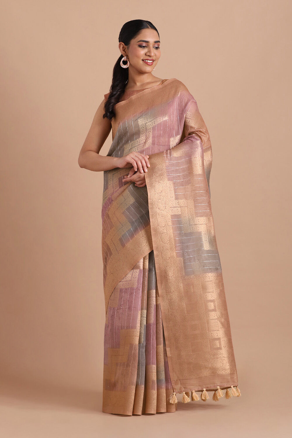 Pink Pure Embroidered Saree image number null