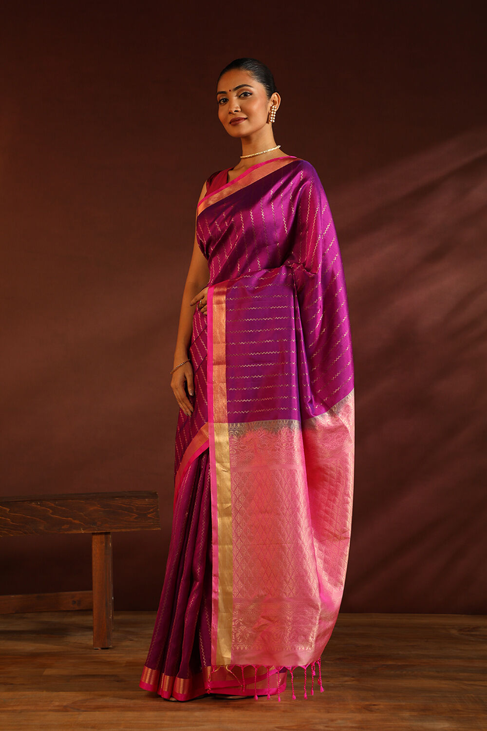 Pink South Pure Silk Woven Saree image number null