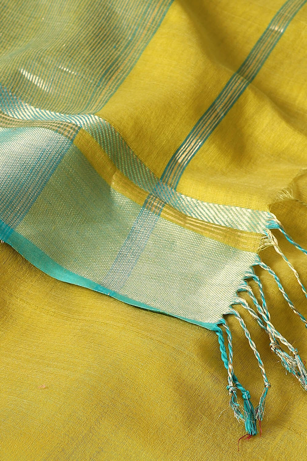 Yellow Pure Silk Cotton Maheswari Saree image number null