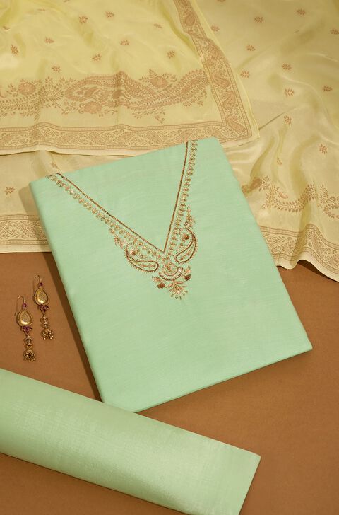 Light Green Viscose Embroidered Unstitched Suit Set