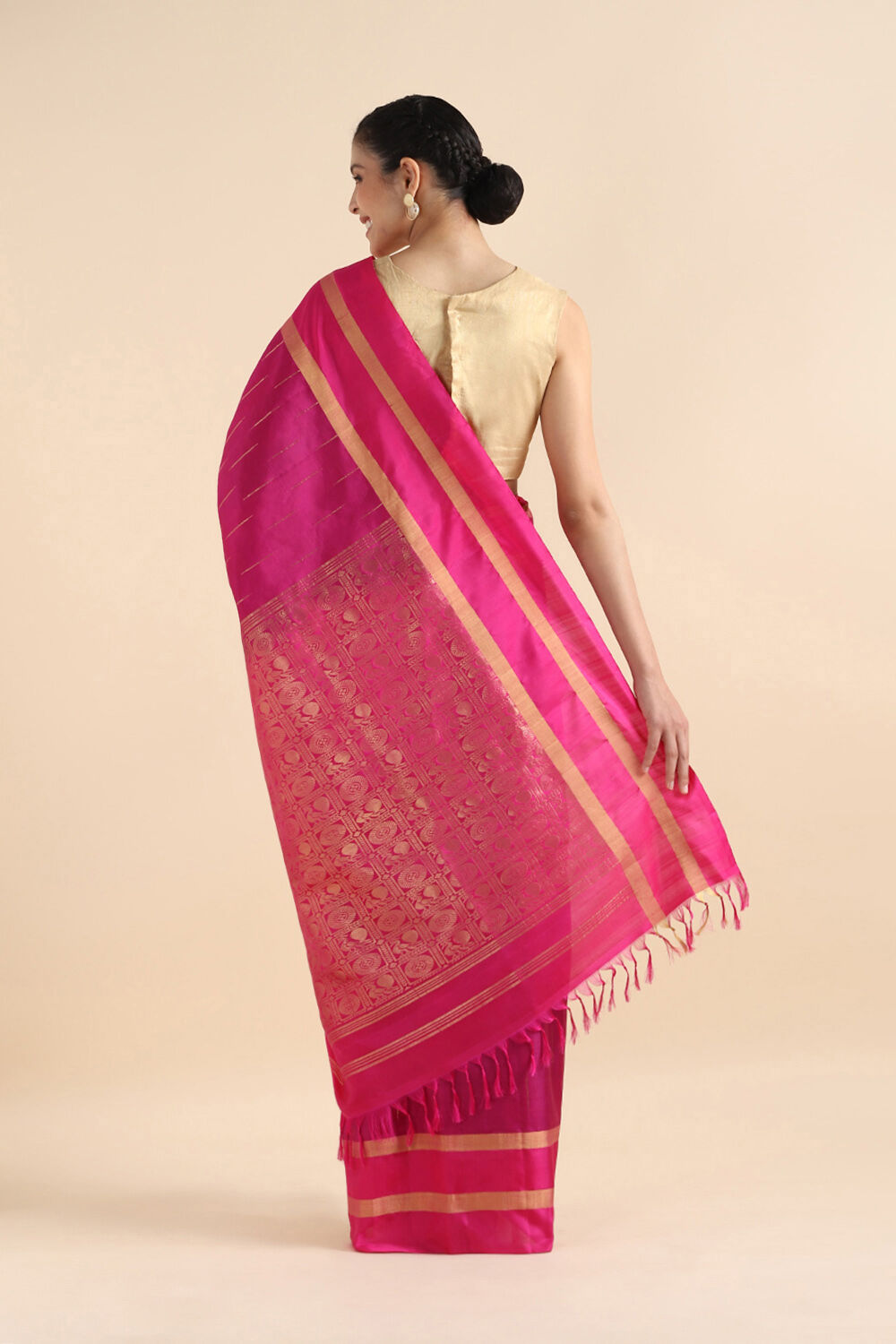 Pink Pure Silk Kanjeevaram Saree image number null