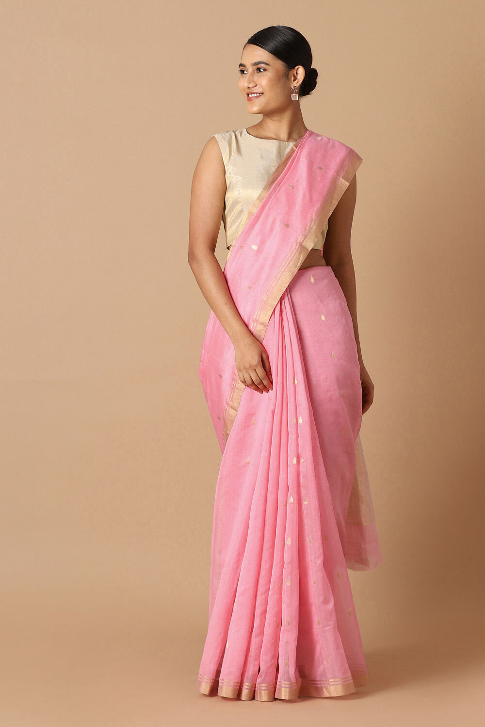 Light Pink Pure Silk Cotton Chanderi Saree image number null