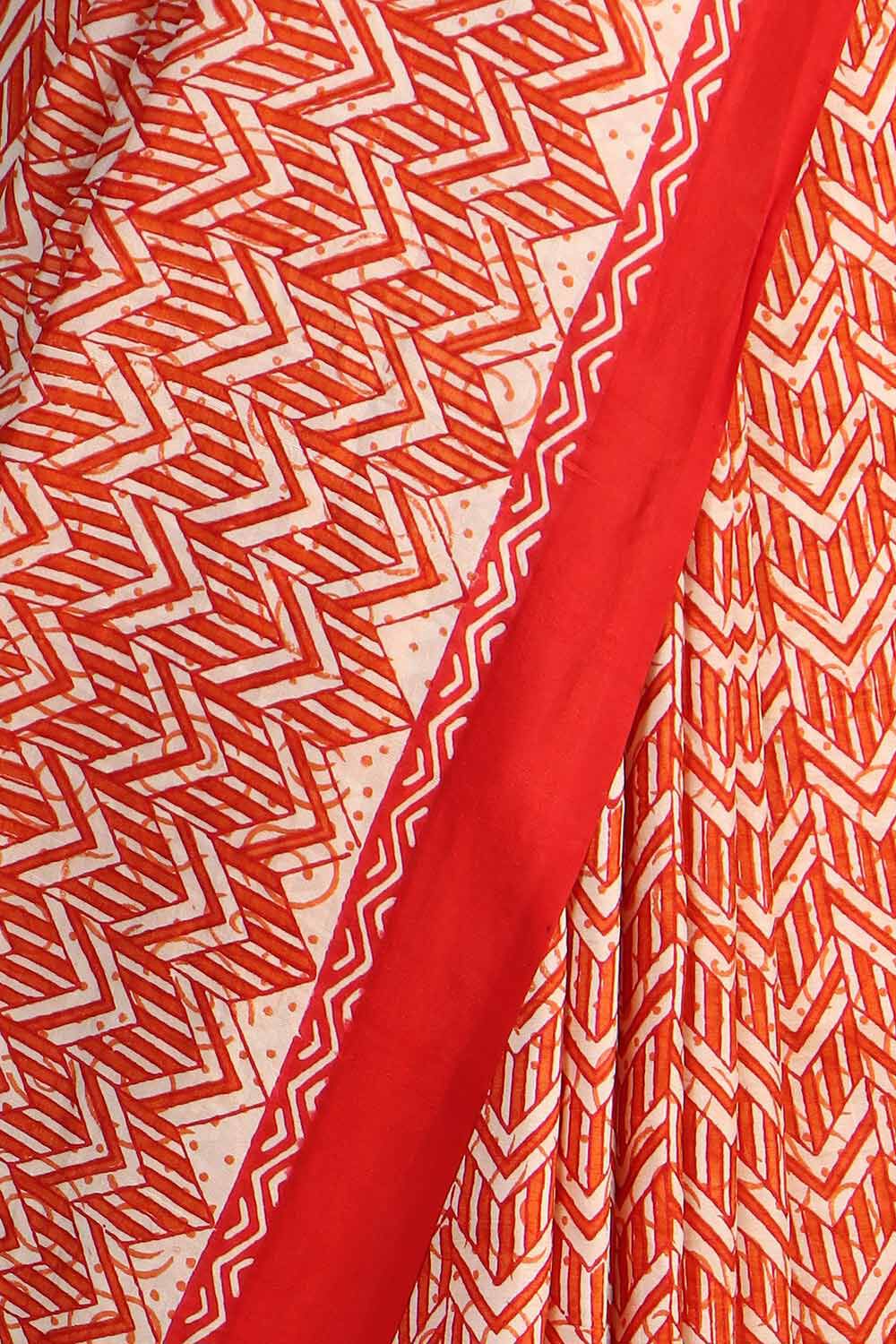 Red Pure Silk Printed Saree image number null