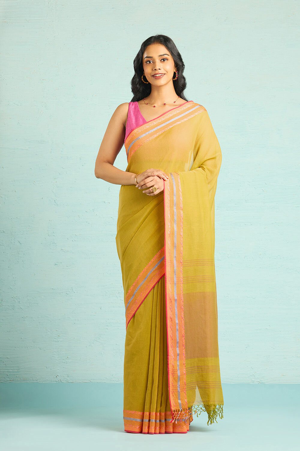 Light Green Woven Pure Cotton Bengal Saree image number null