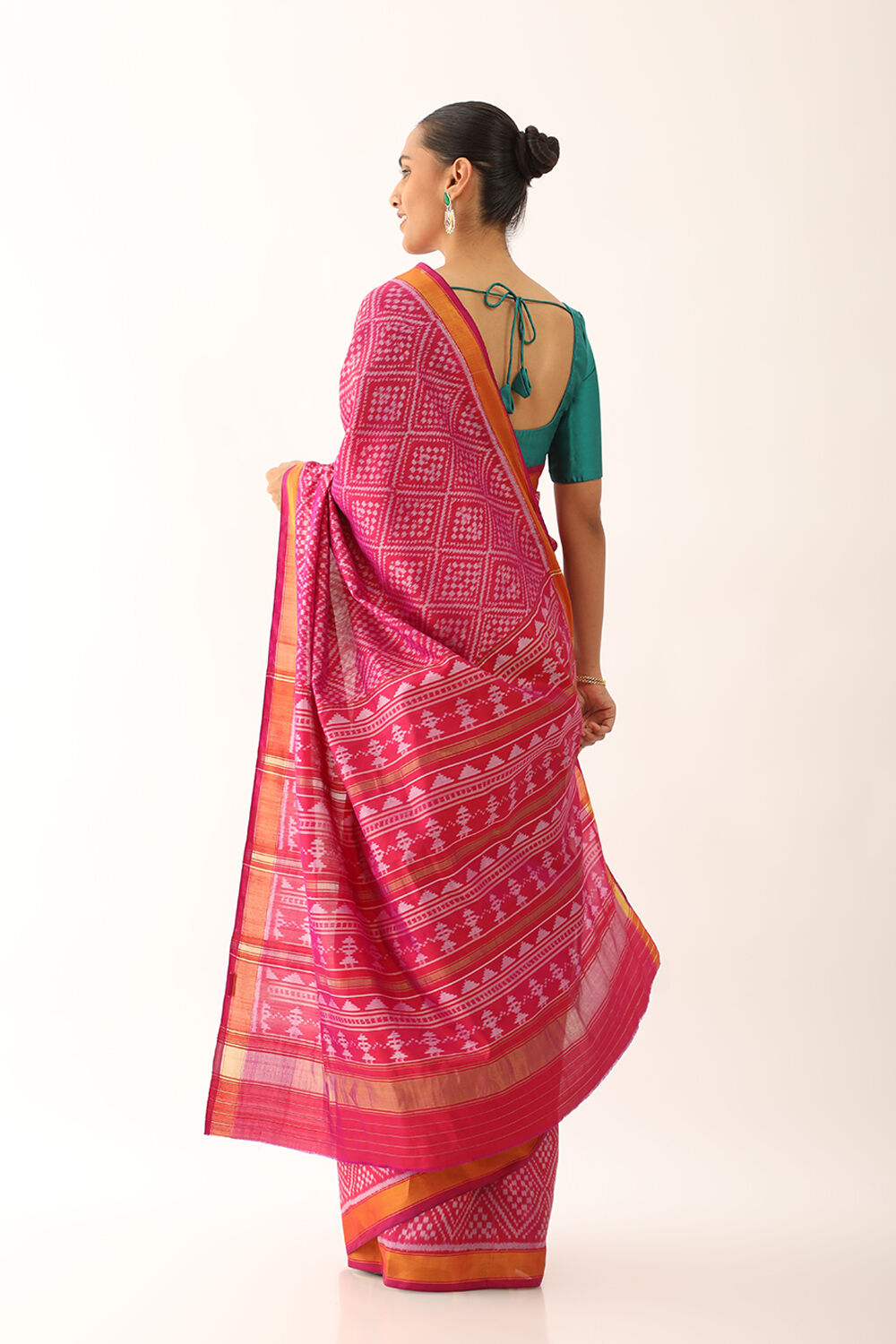 Pink Pure Silk Ikat Patola Saree image number null