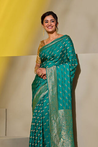 Green Woven Viscose Saree thumbnail image number null