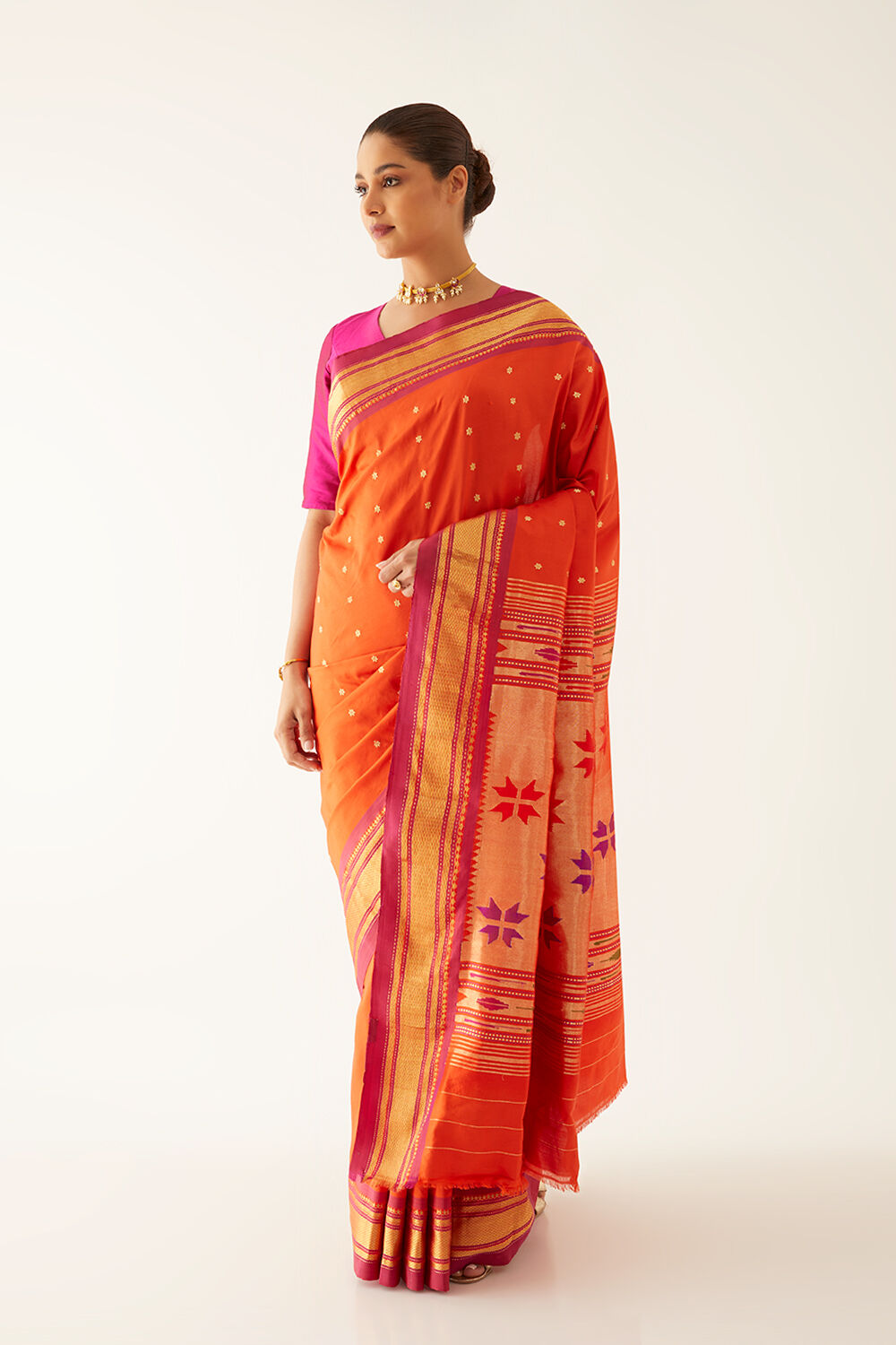 Orange Pure Silk Paithani Saree image number null