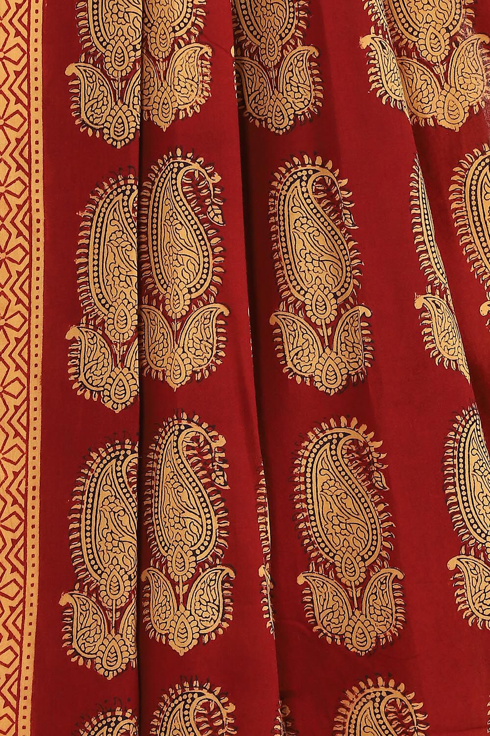 Beige Pure Cotton Bagh Printed Saree image number null