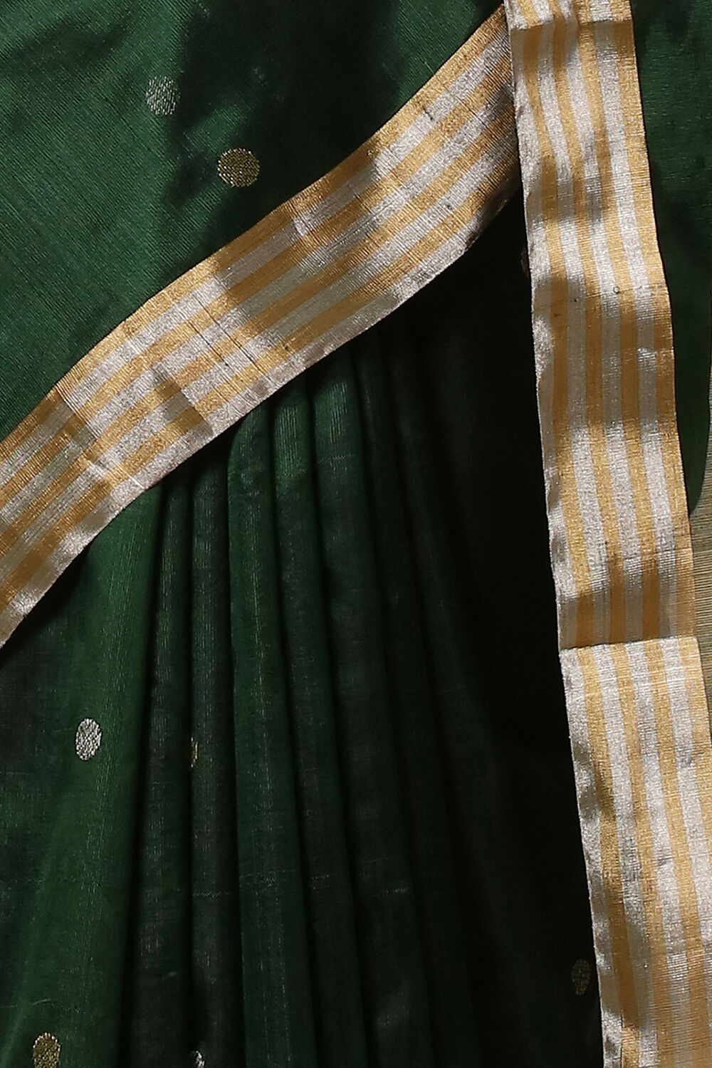 Dark Pure Green Silk Chanderi Saree image number null