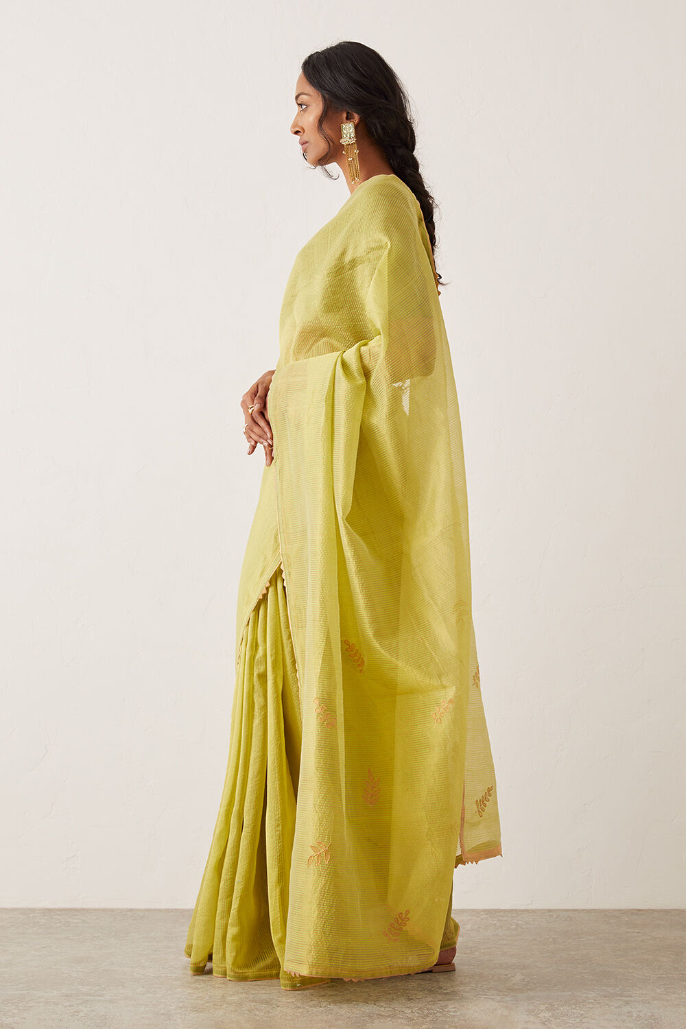 Light Green Pure Tissue Silk Embroidered Saree image number null