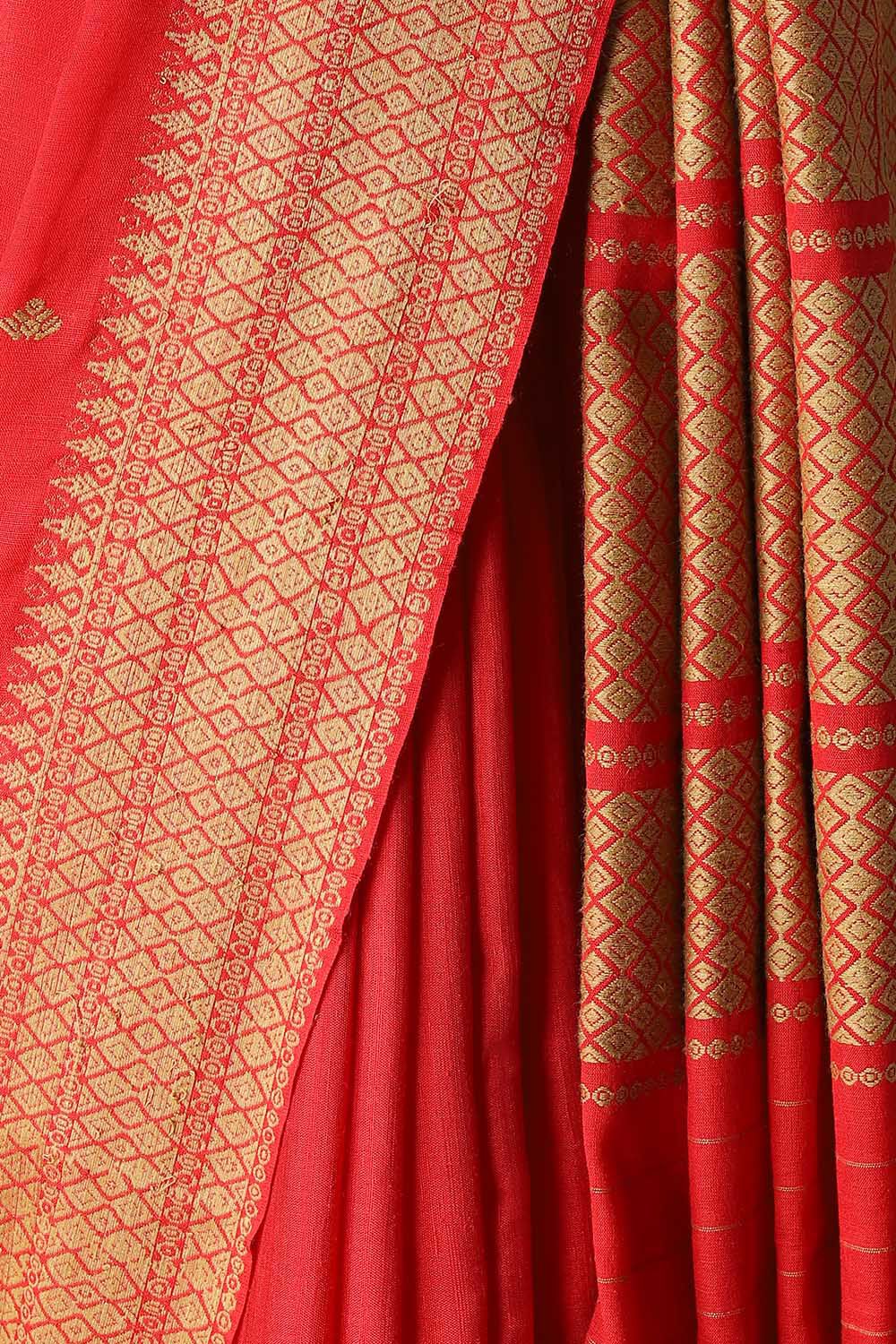 Red Modal Eri Assam Saree image number null