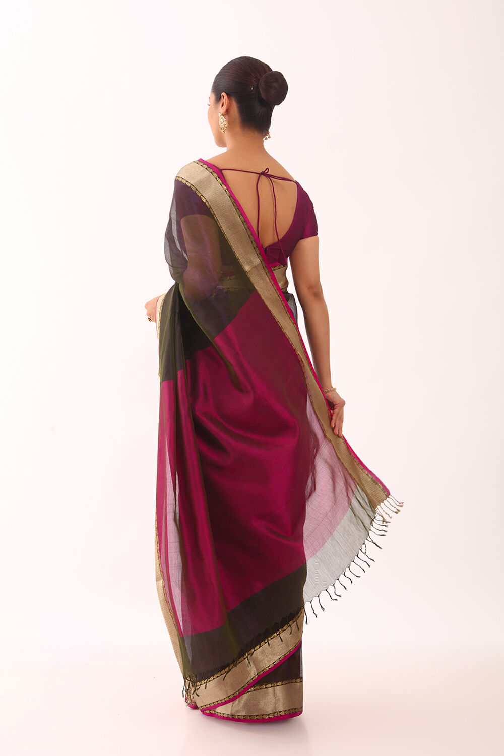 Purple Pure Cotton Tissue Maheswari Saree image number null