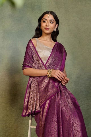 Purple Woven Pure Viscose Saree image number