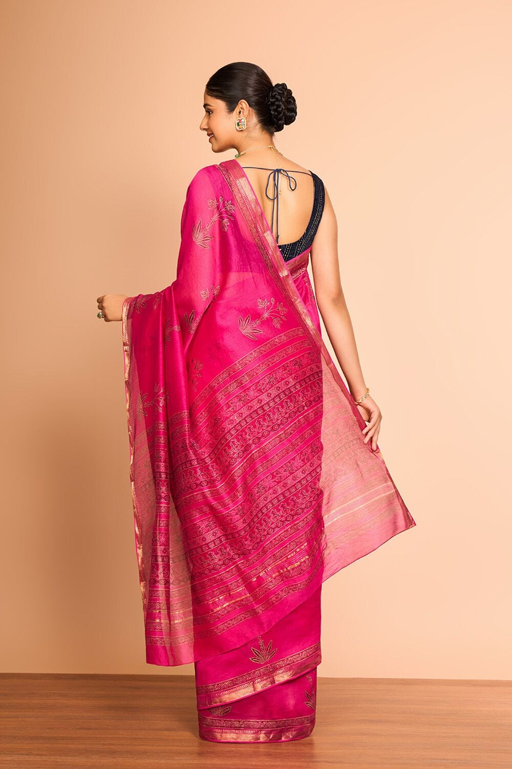 Pink Rajasthan Pure Silk Cotton Printed Sanganeri Saree image number null
