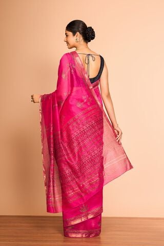 Pink Rajasthan Pure Silk Cotton Printed Sanganeri Saree thumbnail image number null