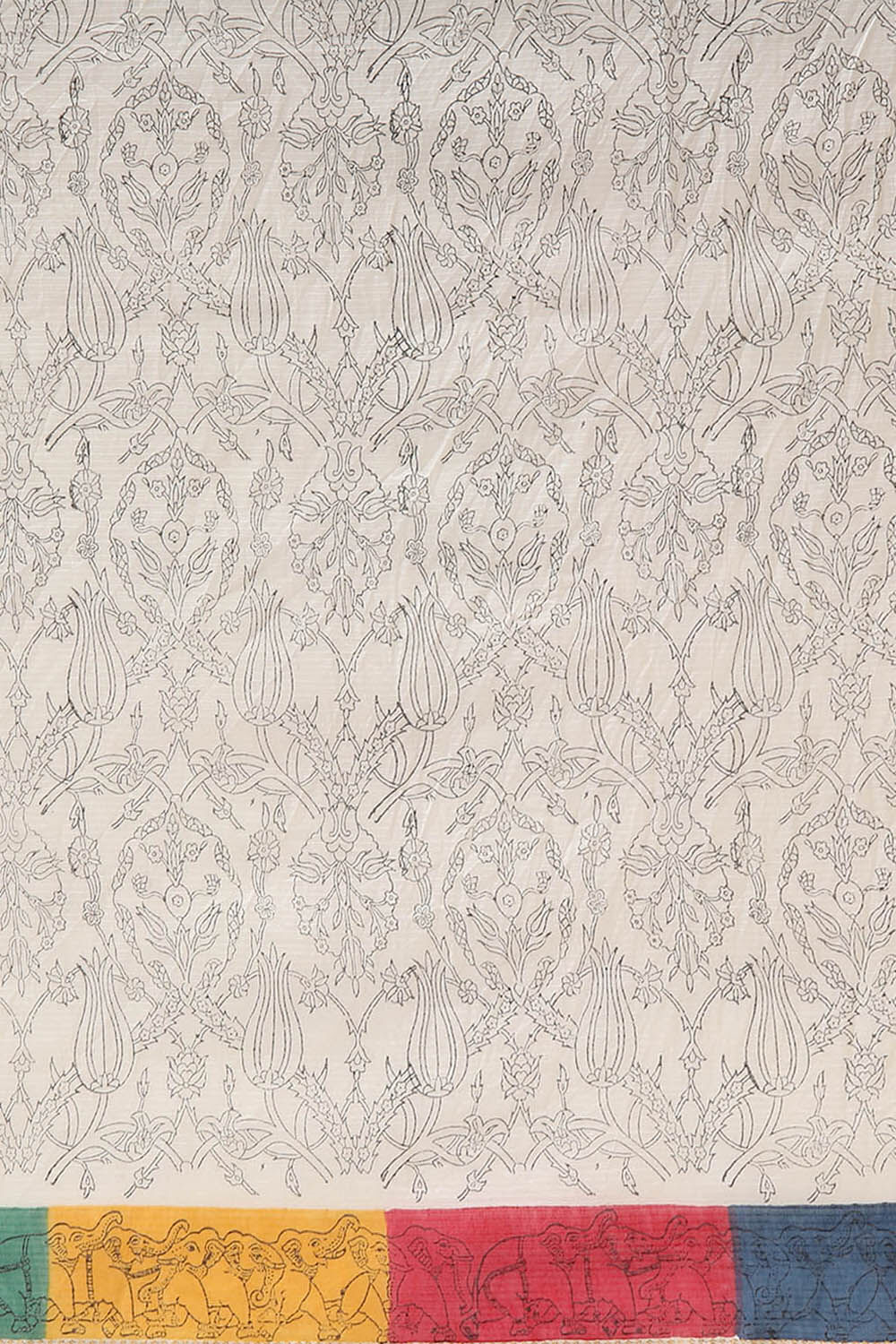 Off White Pure Silk Cotton Sanganeri Printed Saree image number null