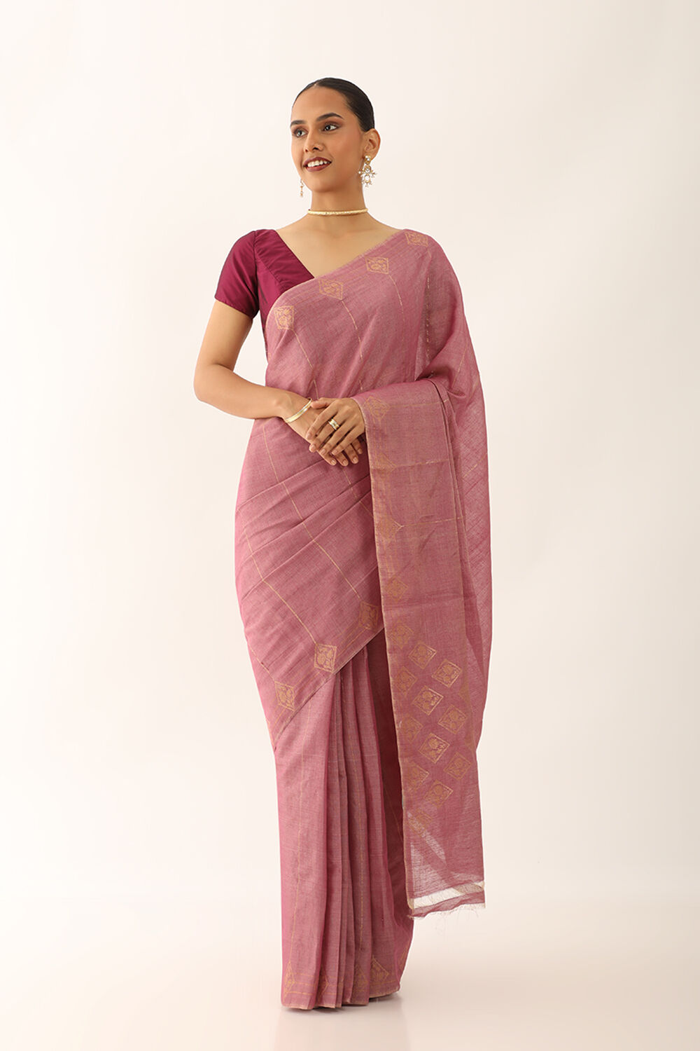Light Violet Chattisgarh Pure Silk Tissue Woven Saree image number null