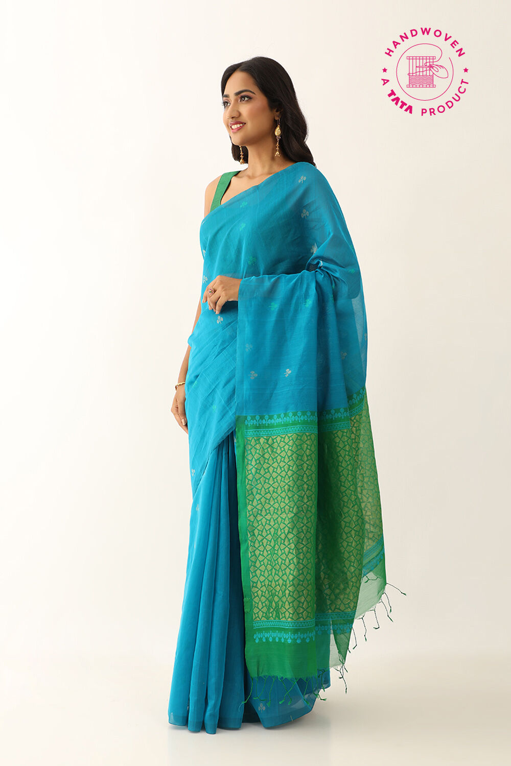 Dark Blue Pure Silk Cotton Woven South Saree image number null