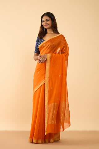 Orange Woven Pure Silk Cotton Chanderi Saree thumbnail image number null