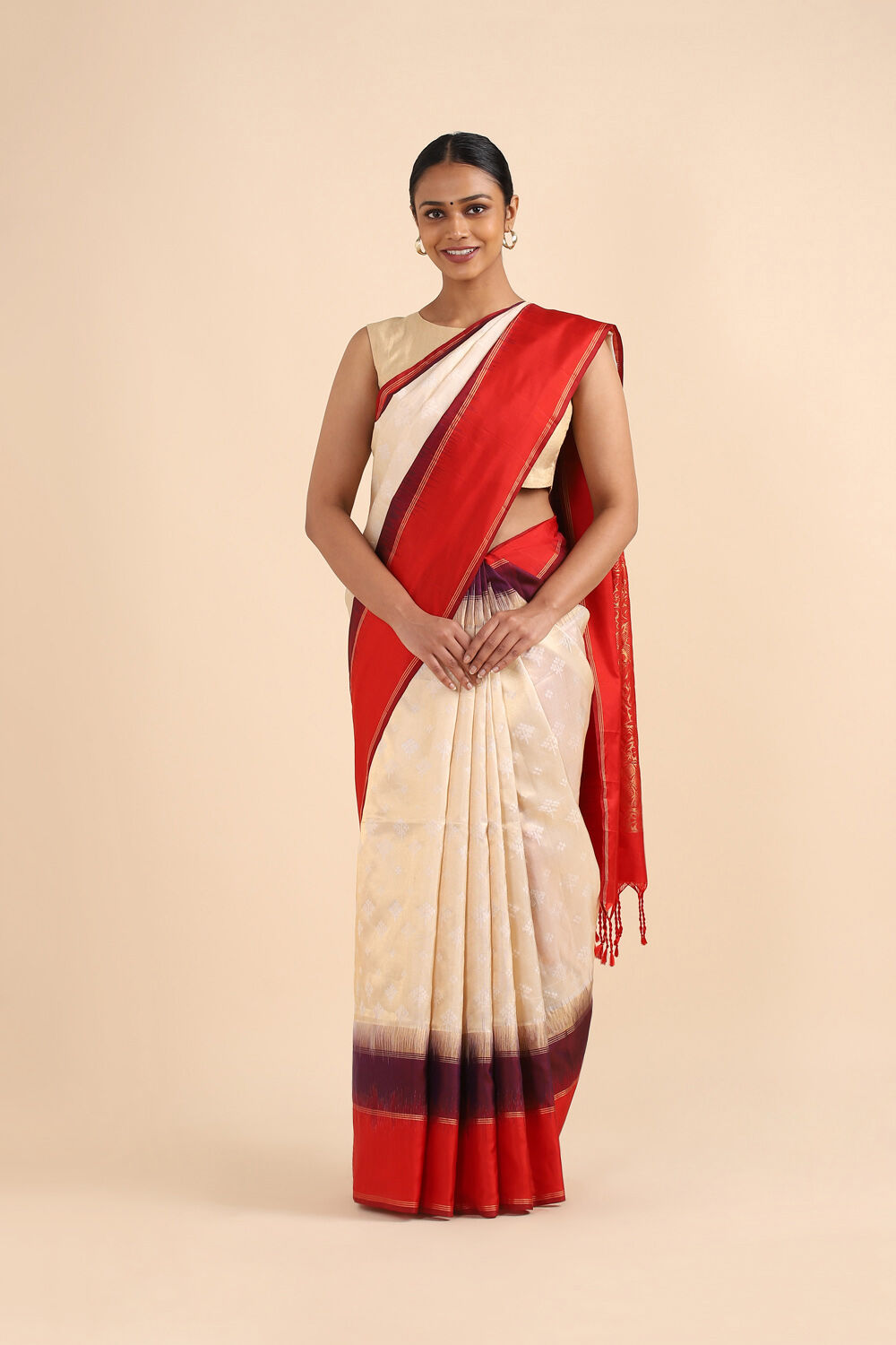 Off White Pure Soft Silk Saree image number null