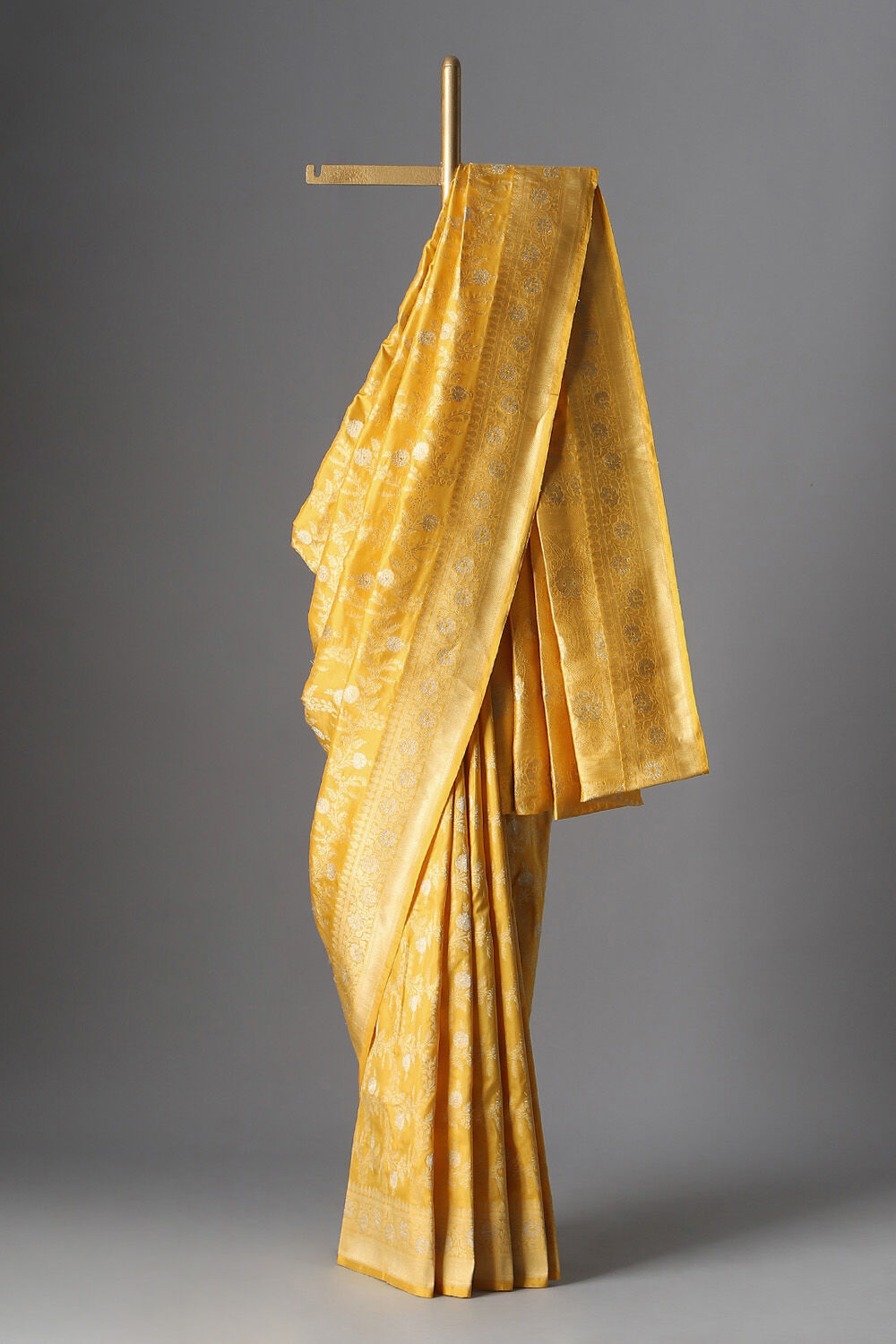 Yellow Pure Silk Banarasi Saree image number null