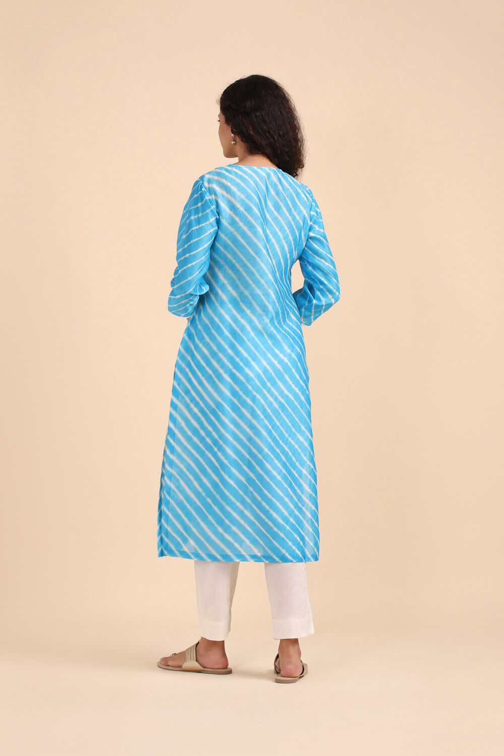 Blue Silk Cotton Mukaish Work Kurta image number null