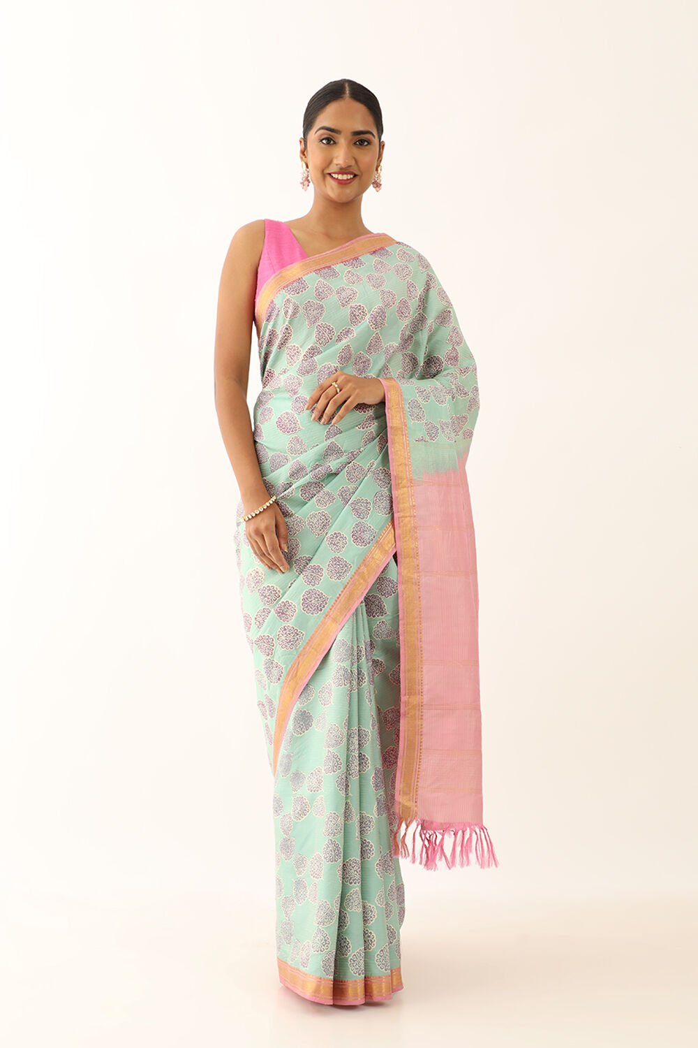 Light Blue Pure Silk South Printed Saree image number null