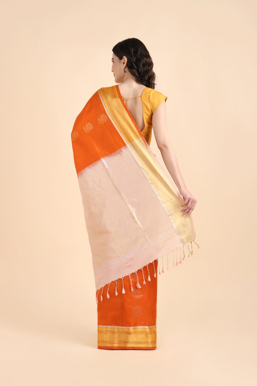 Light Orange Pure Soft Silk Saree image number null