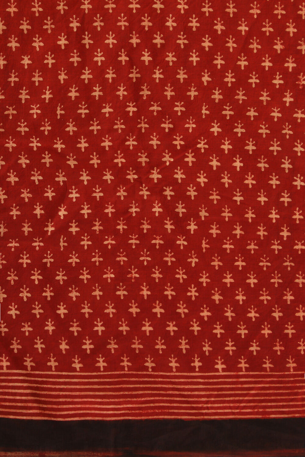Red Gujarat Pure Cotton Ajrakh Block Print Saree image number null