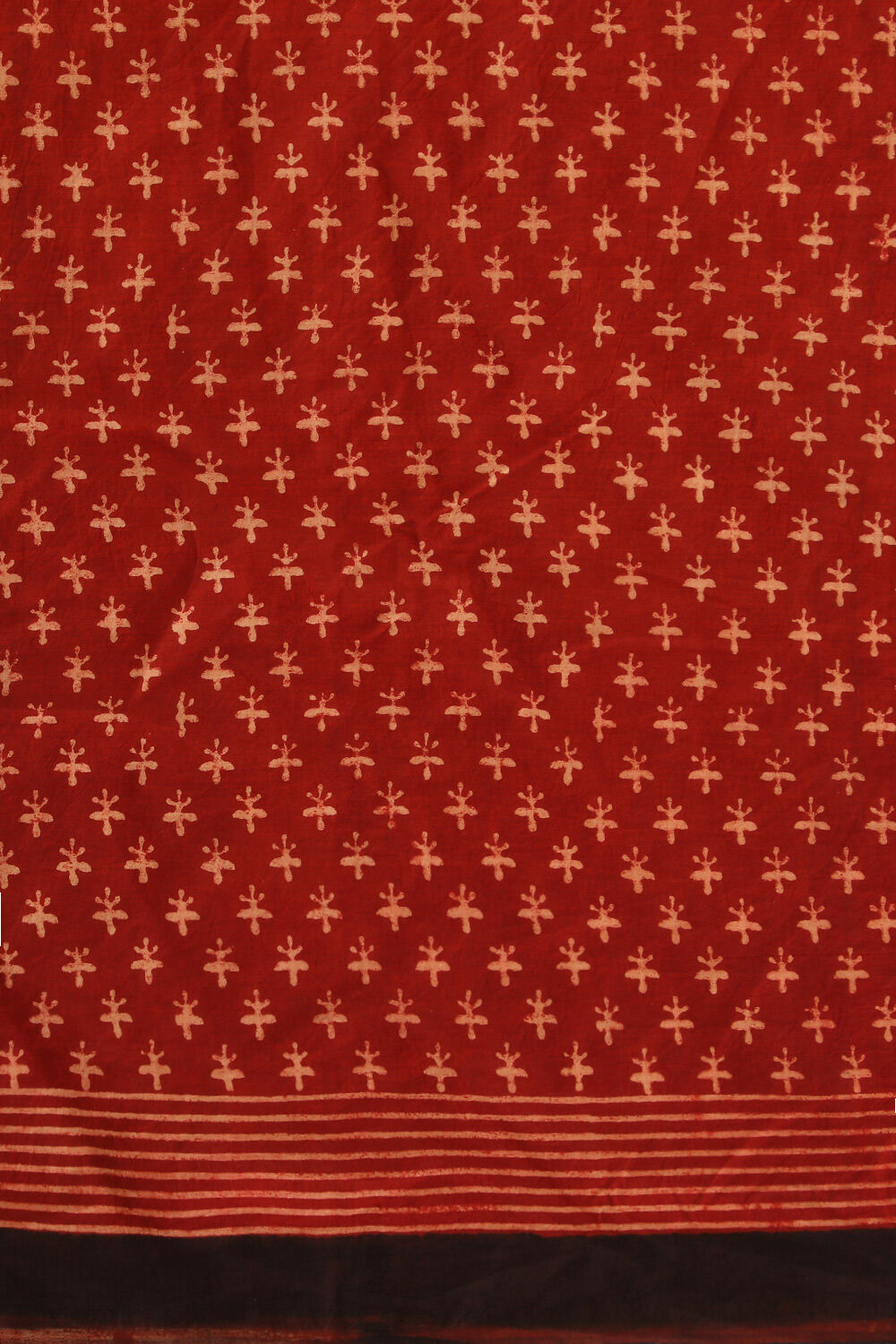 Red Gujarat Pure Cotton Ajrakh Block Print Saree image number null