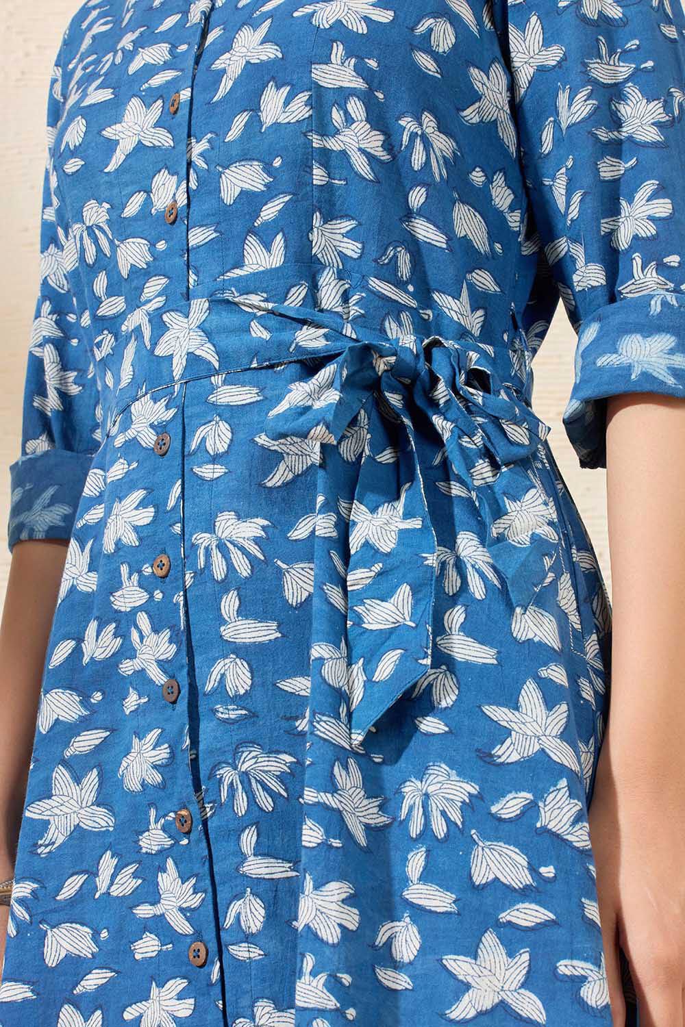 Blue Pure Cotton Printed Sanganeri Kurta image number null