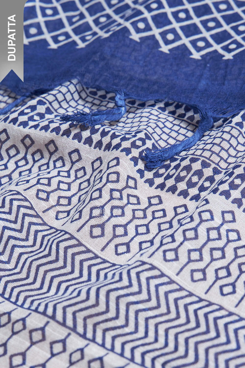 Light Blue Screen Printed Pure Cotton Suit Set image number null