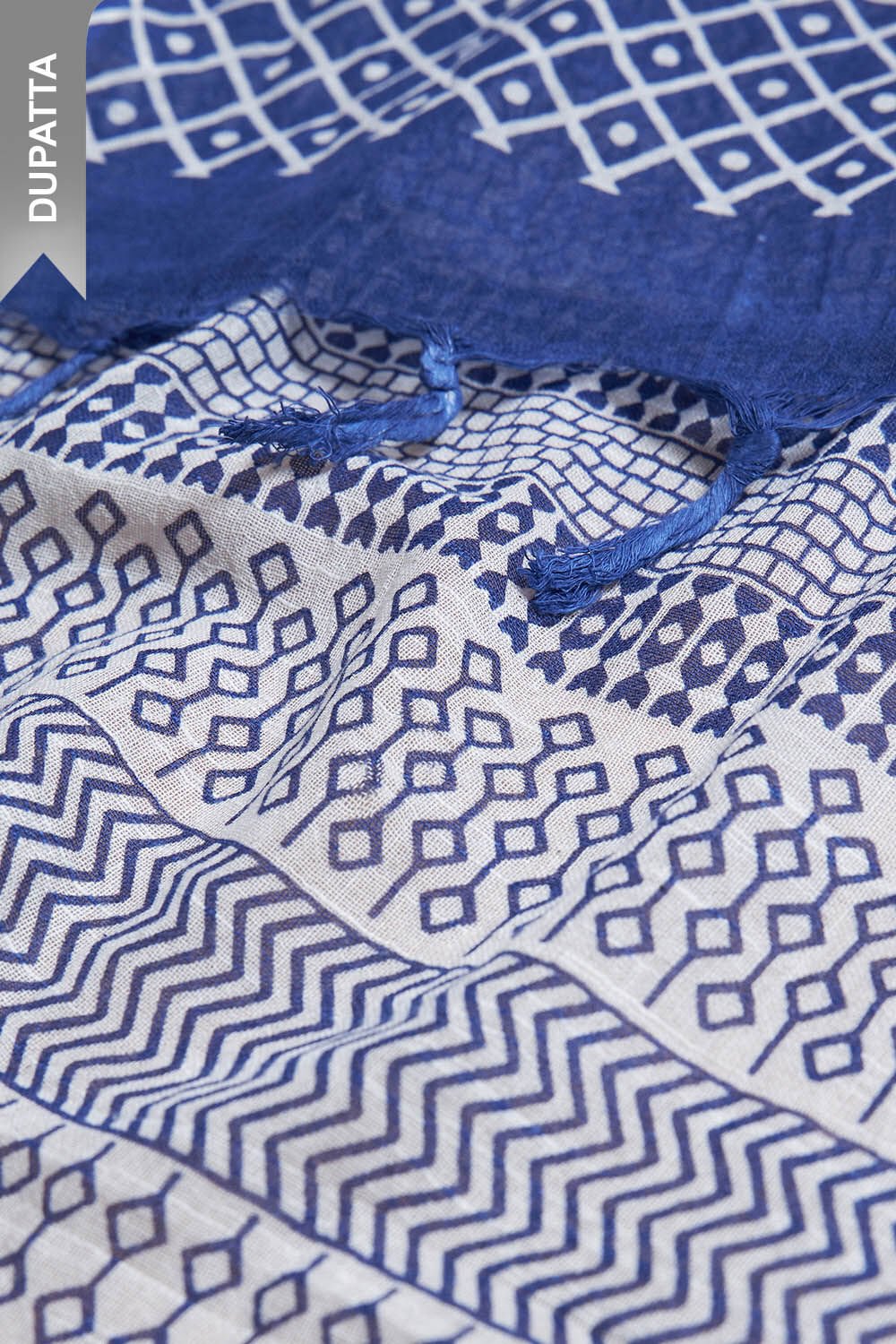 Light Blue Screen Printed Pure Cotton Suit Set image number null