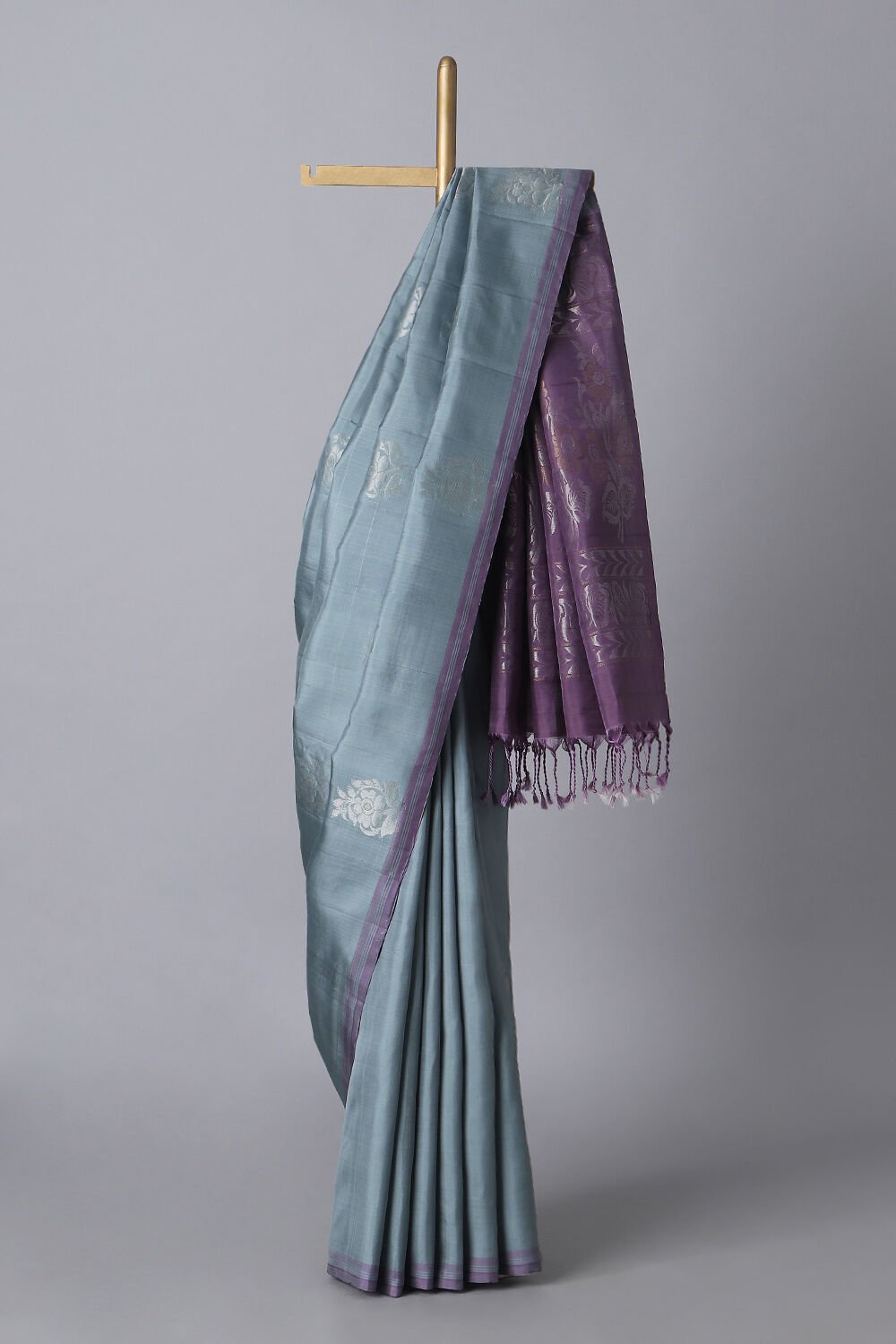 Grey Pure Silk South Saree image number null