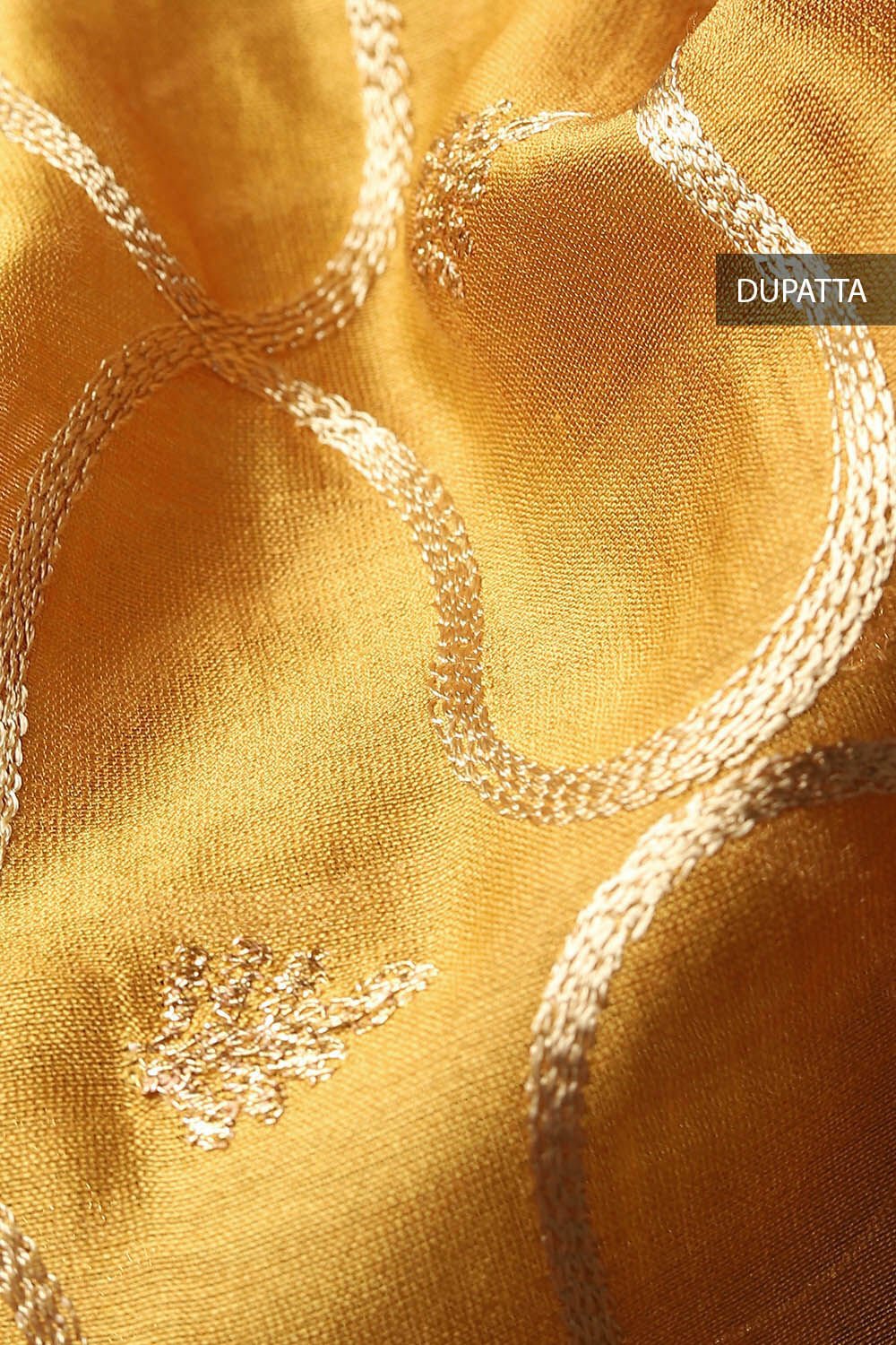 Yellow Silk Embroidered Unstitched Suit Set image number null