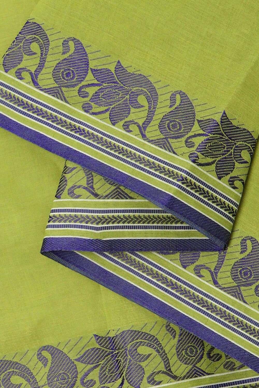 Light Pure Green Cotton Bengal Saree image number null