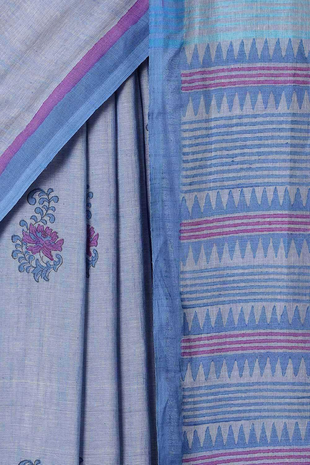 Light Blue Pure Cotton Printed Saree image number null