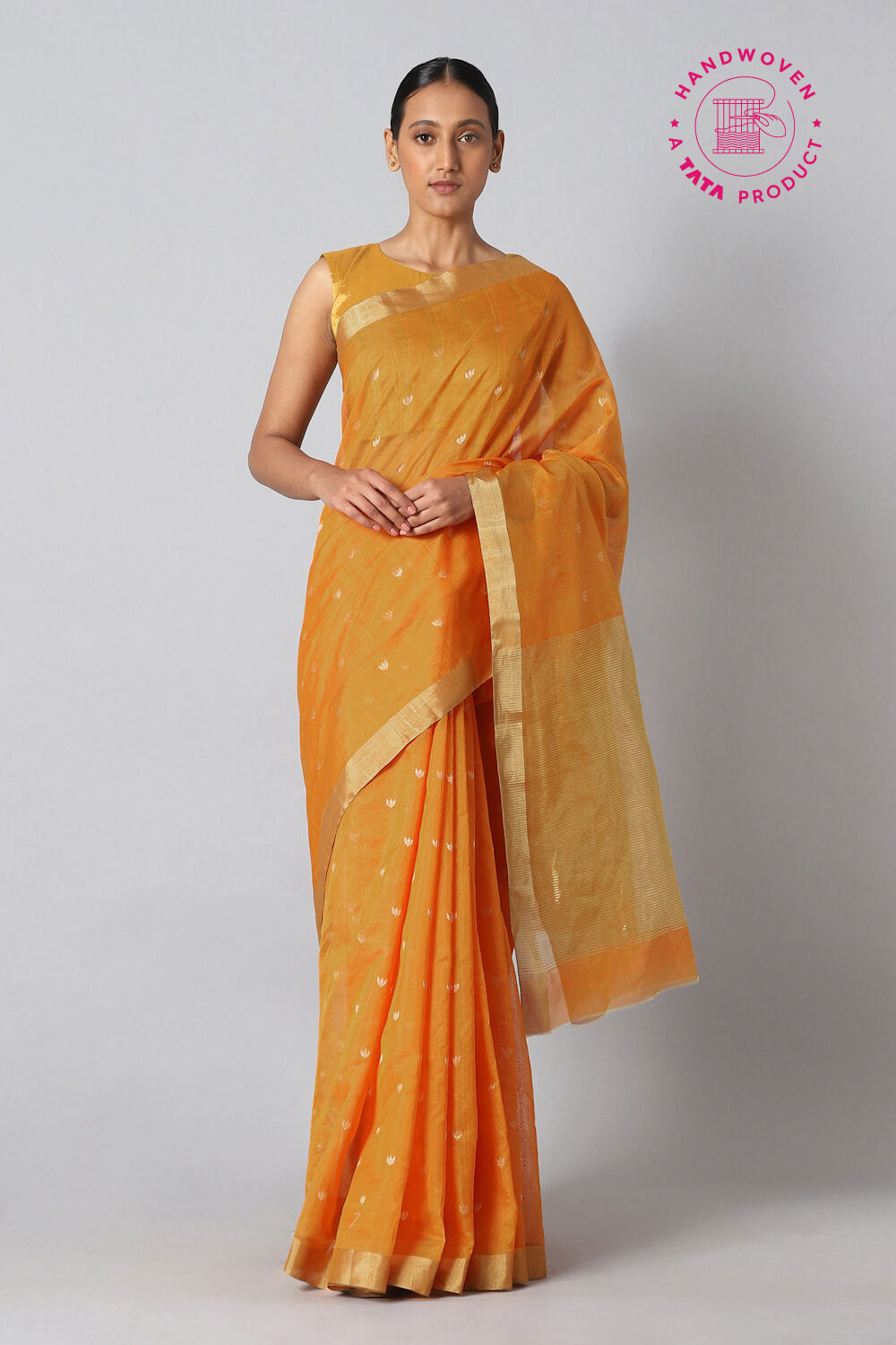 Orange Pure Silk Cotton Chanderi saree image number null