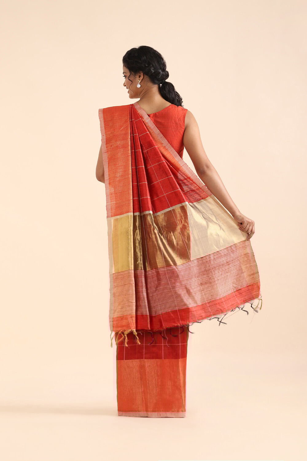 Red Pure Tussar Silk Bhagalpuri Saree image number null