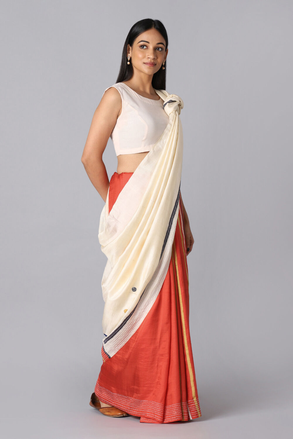 White Pure Silk Saree image number null