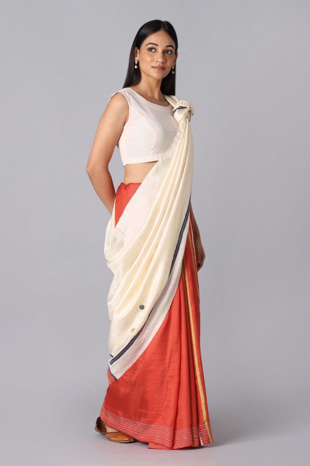 White Pure Silk Saree image number null