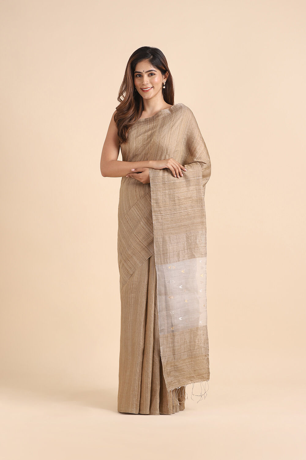 Beige Pure Tissue Vanya Jamdani Saree image number null