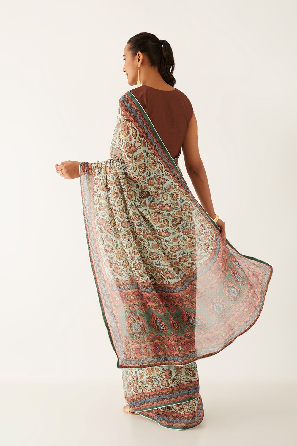 Light Blue Viscose Georgette Digital Printed Saree image number null