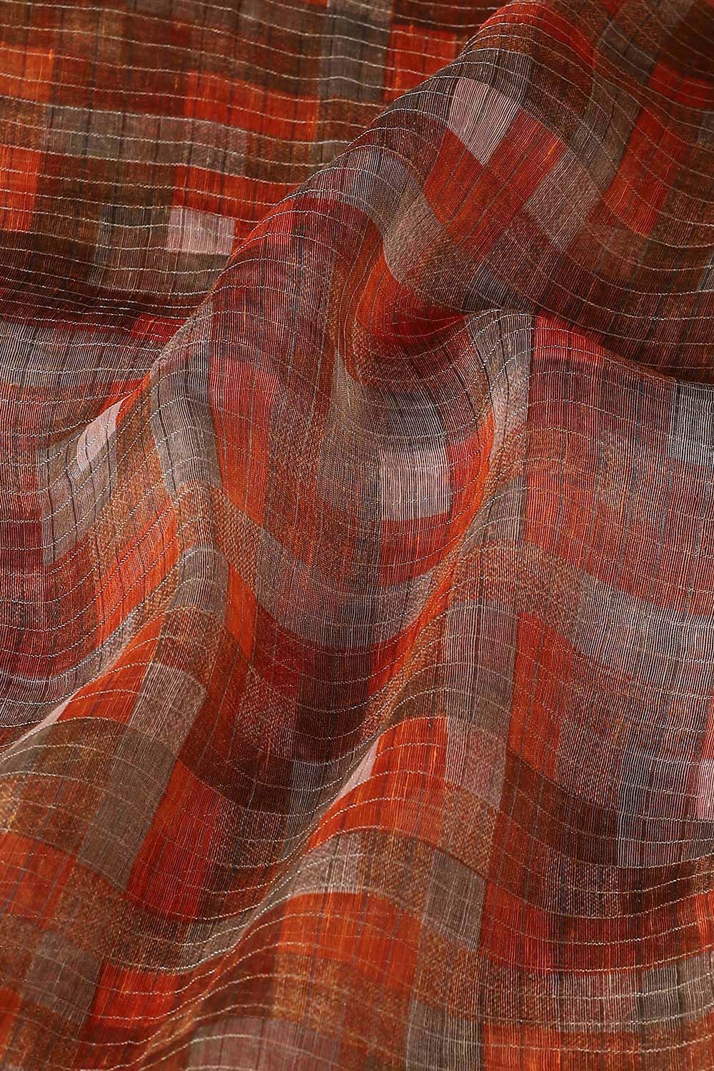 Light Orange Pure Silk Linen Digital Printed Saree image number null