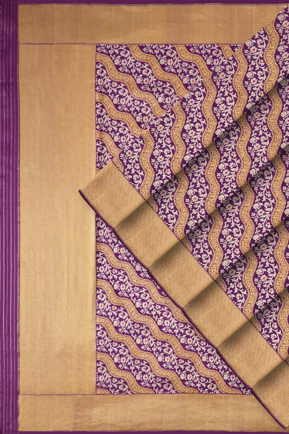Purple Pure Silk Kadwa Banarasi Saree image number null