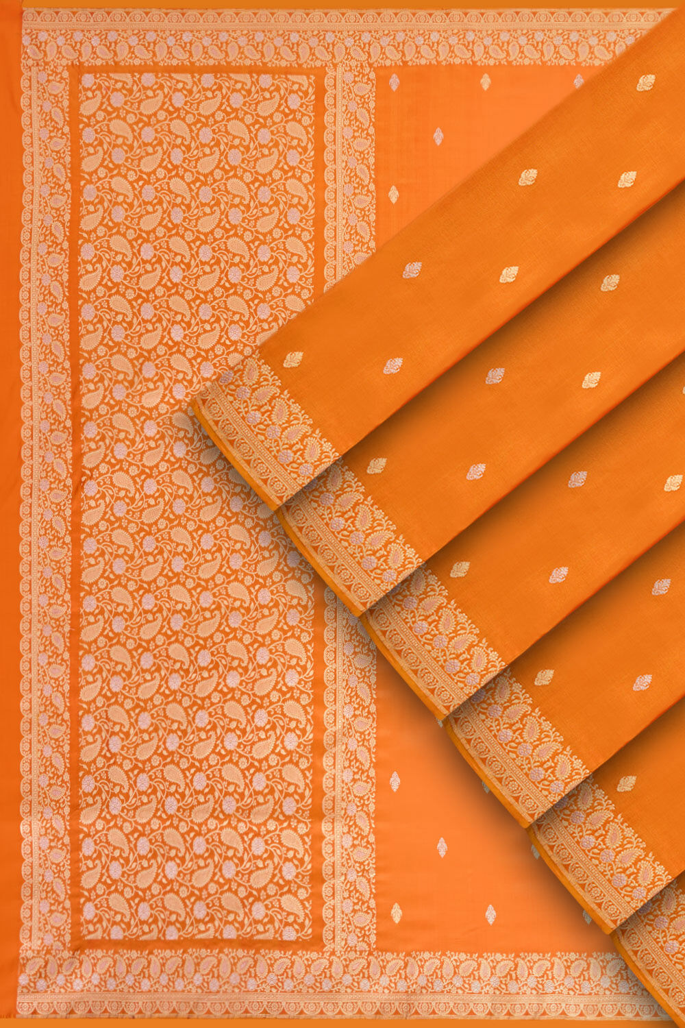 Orange Pure Silk Kadwa Banarasi Saree image number null