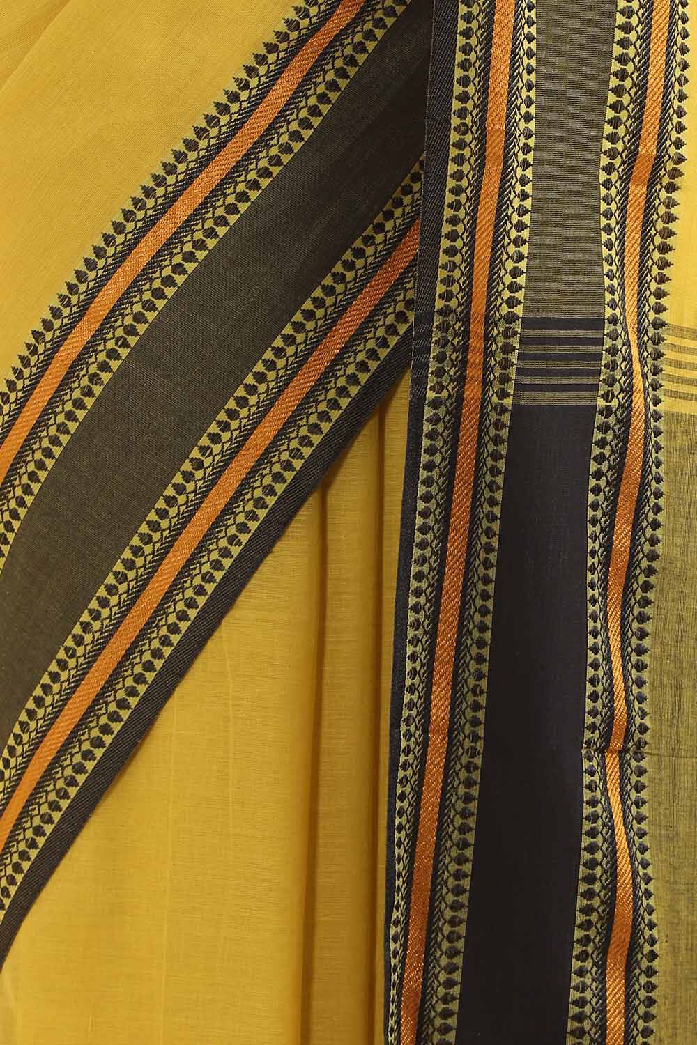 Light Pure Yellow Cotton Bengal Saree image number null