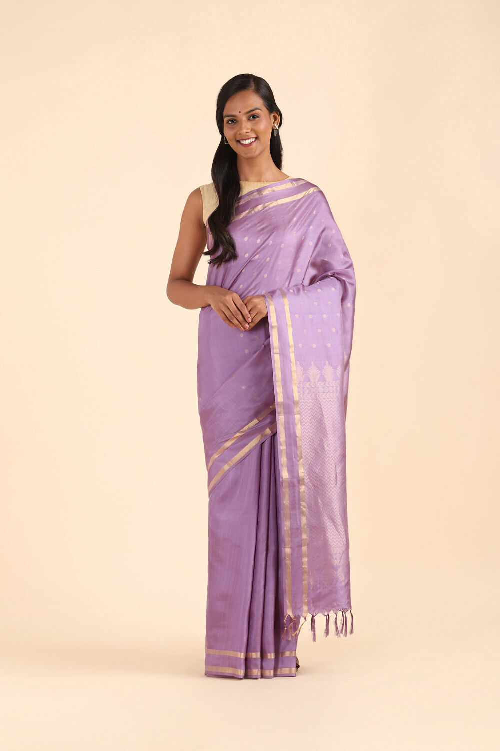 Violet Pure Silk South Saree image number null